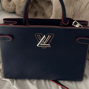AUTHENTIC Louis Vuitton Navy and Red Satchel